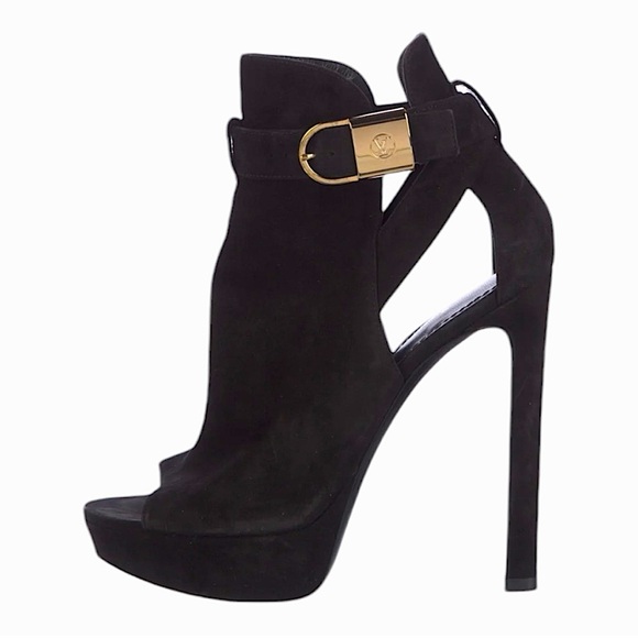 Louis Vuitton Moto Suede Peep Toe Bootie - Picture 1 of 7
